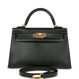 Hermes Kelly Sellier 20 Vert Fonce Box Gold Hardware