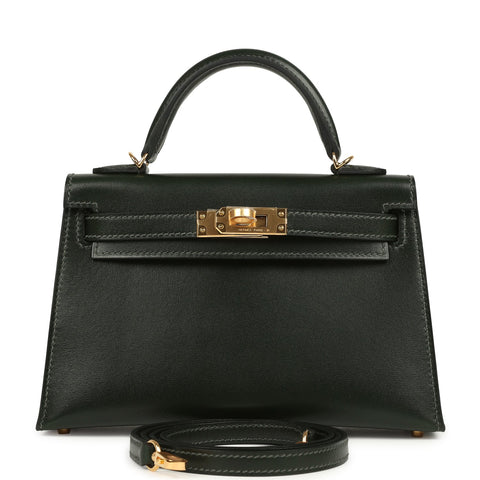 Hermes Kelly Sellier 20 Vert Fonce Box Gold Hardware