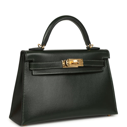 Hermes Kelly Sellier 20 Vert Fonce Box Gold Hardware