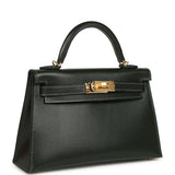 Hermes Kelly Sellier 20 Vert Fonce Box Gold Hardware