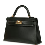 Hermes Kelly Sellier 20 Vert Fonce Box Gold Hardware