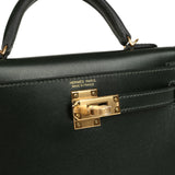 Hermes Kelly Sellier 20 Vert Fonce Box Gold Hardware