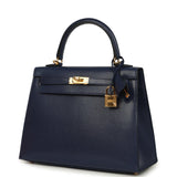 Hermes Kelly Sellier 25 Bleu Saphir Chevre Chamkila Palladium Hardware