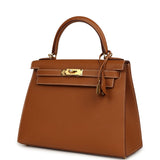 Pre-owned Hermes Kelly Sellier 28 Gold Epsom Gold Hardware