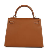 Pre-owned Hermes Kelly Sellier 28 Gold Epsom Gold Hardware