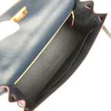 Pre-owned Hermes Kelly Sellier 32 Bleu Indigo and Rouge H Contour Epsom Gold Hardware - Thumbnail View 9