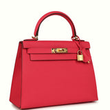 Pre-owned Hermes Kelly Sellier 28 Rose Extreme Epsom Gold Hardware