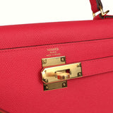 Pre-owned Hermes Kelly Sellier 28 Rose Extreme Epsom Gold Hardware