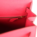 Pre-owned Hermes Kelly Sellier 28 Rose Extreme Epsom Gold Hardware