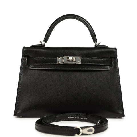 Hermes Kelly Sellier 20 Black Box Palladium Hardware