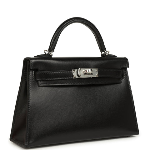 Hermes Kelly Sellier 20 Black Box Palladium Hardware