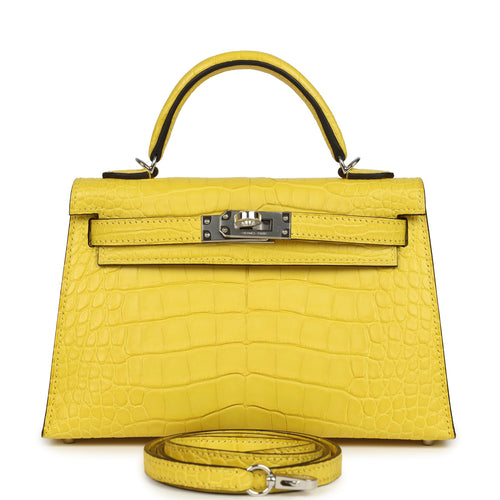 Hermes Kelly 20 Sellier Mimosa Matte Alligator Palladium Hardware