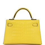 Hermes Kelly 20 Sellier Mimosa Matte Alligator Palladium Hardware