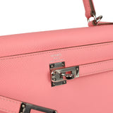 Pre-owned Hermes Kelly Sellier 25 Rose Confetti Epsom Palladium Hardware