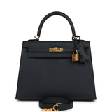Hermes Kelly Sellier 25 Bleu Indigo Epsom Gold Hardware - Thumbnail View 1