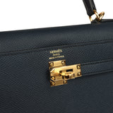 Hermes Kelly Sellier 25 Bleu Indigo Epsom Gold Hardware - Thumbnail View 7