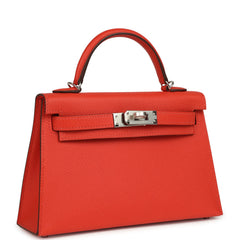 Hermes Kelly Sellier  20 Capucine Epsom Palladium Hardware