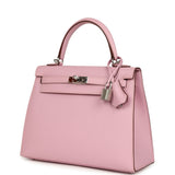 Pre-owned Hermes Kelly Sellier 25 Mauve Sylvestre Epsom Palladium Hardware