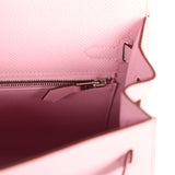 Pre-owned Hermes Kelly Sellier 25 Mauve Sylvestre Epsom Palladium Hardware