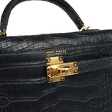 Hermes Kelly Sellier 20 Bleu Nuit Matte Alligator Gold Hardware