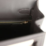 Hermes Kelly Sellier 28 Bai Brun Swift and Ecru-Beige Toile H Canvas Gold Hardware