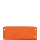 Vintage Hermes Kelly Sellier 32 Orange Ostrich Gold Hardware