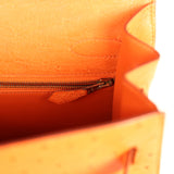 Vintage Hermes Kelly Sellier 32 Orange Ostrich Gold Hardware