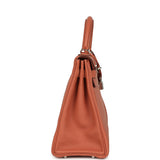 Pre-owned Hermes Kelly Retourne 32 Rose Tea Clemence Palladium Hardware