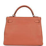 Pre-owned Hermes Kelly Retourne 32 Rose Tea Clemence Palladium Hardware