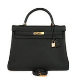 Pre-owned Hermes Kelly Retourne 35 Black Togo Gold Hardware - Thumbnail View 1
