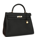 Pre-owned Hermes Kelly Retourne 35 Black Togo Gold Hardware - Thumbnail View 2