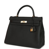 Pre-owned Hermes Kelly Retourne 35 Black Togo Gold Hardware - Thumbnail View 5