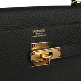 Pre-owned Hermes Kelly Retourne 35 Black Togo Gold Hardware - Thumbnail View 7