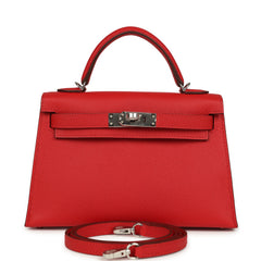 Hermes Kelly Sellier 20 Rouge de Coeur Epsom Palladium Hardware