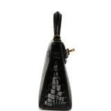 Hermes Kelly Sellier 20 Black Shiny Alligator Gold Hardware - Thumbnail View 3