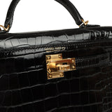 Hermes Kelly Sellier 20 Black Shiny Alligator Gold Hardware - Thumbnail View 7