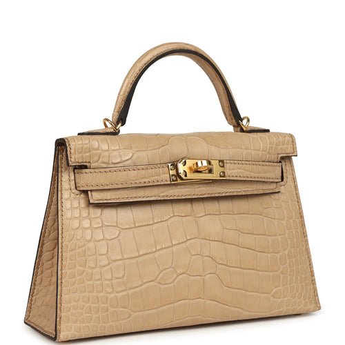 Hermes Kelly Sellier 20 Chai Matte Alligator Gold Hardware