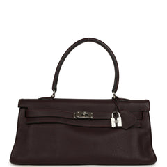 Vintage Hermes Shoulder Kelly 42 JPG Prune Clemence Palladium Hardware