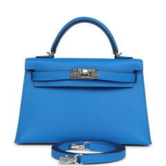 Hermes Kelly Sellier 20 Bleu Hydra Epsom Palladium Hardware