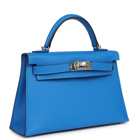 Hermes Kelly Sellier 20 Bleu Hydra Epsom Palladium Hardware