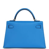 Hermes Kelly Sellier 20 Bleu Hydra Epsom Palladium Hardware