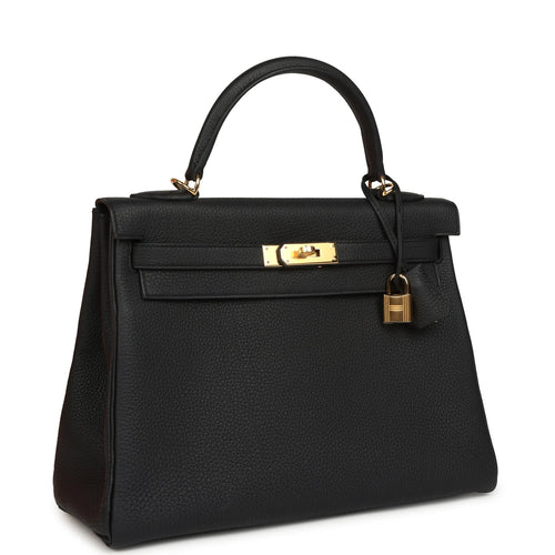 Hermes Kelly Retourne 32 Black Togo Gold Hardware