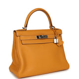 Pre-owned Hermes Kelly Retourne 28 Moutarde Clemence Palladium Hardware - Thumbnail View 2