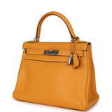 Pre-owned Hermes Kelly Retourne 28 Moutarde Clemence Palladium Hardware - Thumbnail View 5