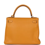 Pre-owned Hermes Kelly Retourne 28 Moutarde Clemence Palladium Hardware - Thumbnail View 4