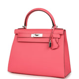 Pre-owned Hermes Kelly Sellier 28 Rose Azalee Epsom Palladium Hardware - Thumbnail View 5