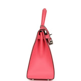 Pre-owned Hermes Kelly Sellier 28 Rose Azalee Epsom Palladium Hardware - Thumbnail View 3