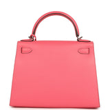 Pre-owned Hermes Kelly Sellier 28 Rose Azalee Epsom Palladium Hardware - Thumbnail View 4