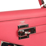 Pre-owned Hermes Kelly Sellier 28 Rose Azalee Epsom Palladium Hardware - Thumbnail View 7
