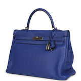 Pre-owned Hermes Kelly Retourne 35 Bleu Electric Togo Palladium Hardware - Thumbnail View 5